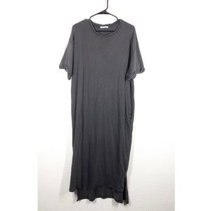 Zara Trafaluc Midi Maxi T Shirt Dress Gray Pockets Short Sleeve size S
